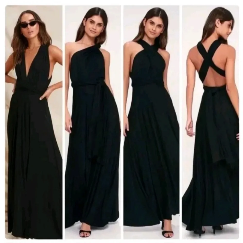 Lulus Tricks of the Trade Slate Black Maxi Dress Size Large NWT - Picture 16 of 16